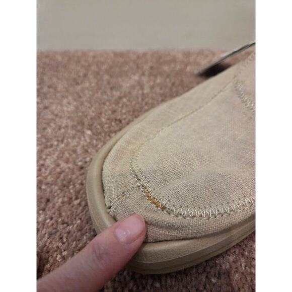 Sanuk Chiba Stitched Sidewalk Surfer Slip On Shoes Mens 7 Natural Tan Canvas NWT
